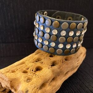 Blue Leather Cuff Bracelet